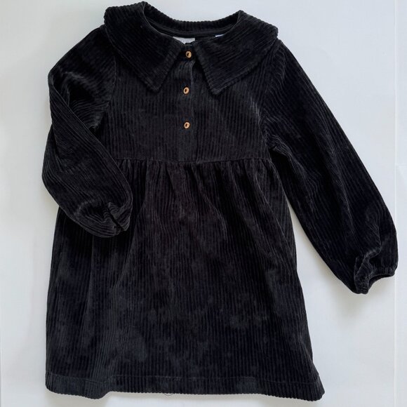 ZARA Corduroy Dress | Peter Pan Collar, Long Sleeve | Charcoal | 3–4Y | NWT - Picture 2 of 5